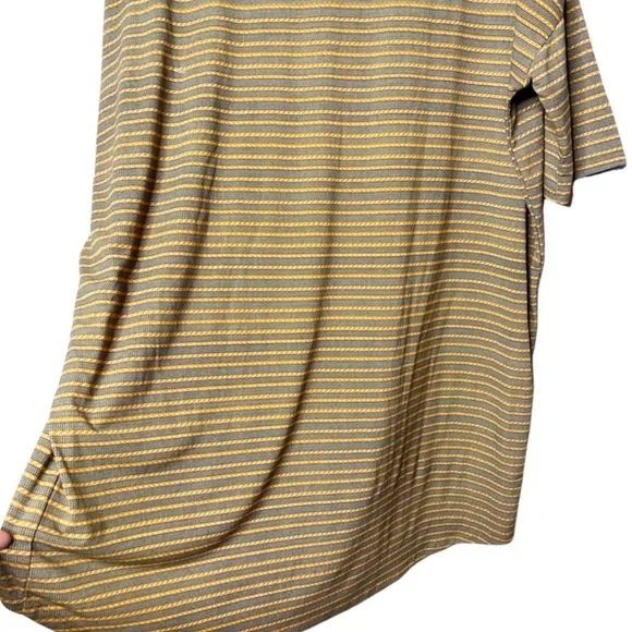LuLaRoe Classic T Heathered Stripe‎ Gray Yellow Short Sleeve Top Women OS - Picture 10 of 16
